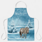 Tablier Scène D'Hiver Avec Cheval Neige Et Arbres Vacances (Recto)