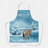 Tablier Scène D'Hiver Avec Neige Et Arbres À Cheval (M) (Recto)
