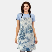 Tablier Scène d'hiver Whimsical Blue and White Christmas (Porté)