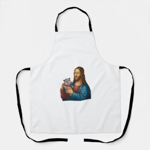 Tablier Scène divine et joueuse Jésus avec Moo Deng Hippo