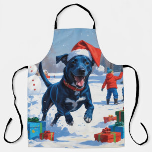 Tablier Scène festive de Noël avec Blue Heeler dans la nei