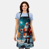 Tablier Scène joyeuse de célébration de Noël en hiver (Porté)