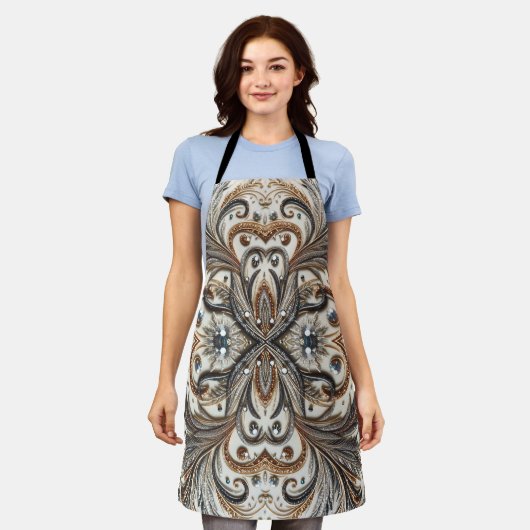 Tablier Schéma floral brillant avec pierre de gemme (Porté)