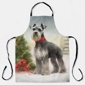 Tablier Schnauzer Chien à Noël de neige (Recto)