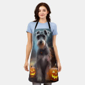 Tablier Schnauzer d'Halloween avec citrouilles effrayant (Porté)