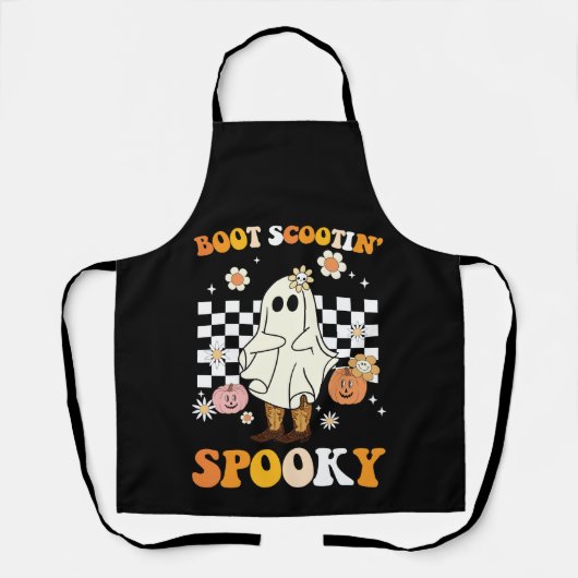 Tablier Scootin super Boot Éffrayant Ghost Halloween Retro (Recto)