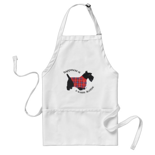 Tablier Scottie en pull à carreaux rouge et bleu (Devant)