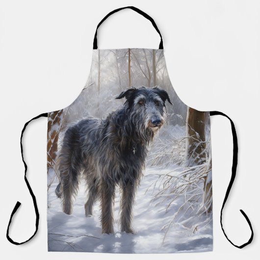 Tablier Scottish Deerhound Laissez-le neiger Noël (Recto)