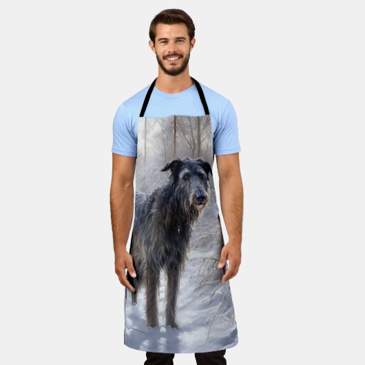 Tablier Scottish Deerhound Laissez-le neiger Noël (Porté)