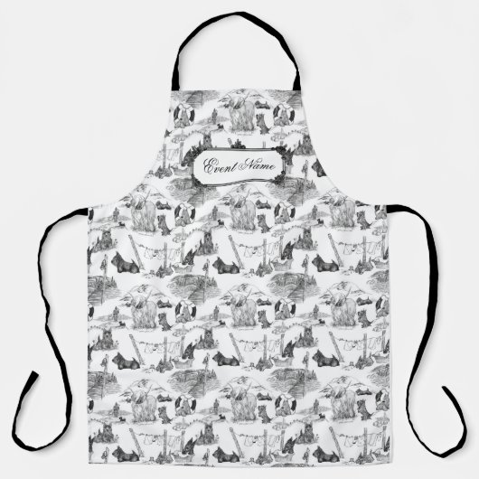 Tablier SCOTTISH Terrier Black Toile avec nom personnalisé (Recto)
