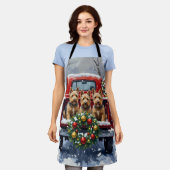 Tablier Scottish Terrier Christmas Red Truck Holiday (Porté)