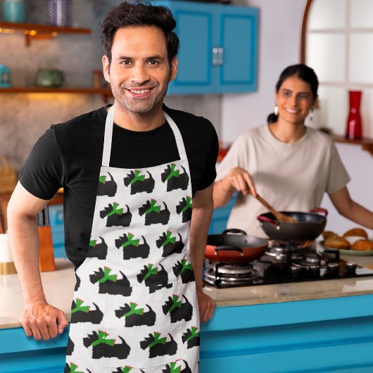 Tablier Scotty Chien et Tartan Joyeux Noël