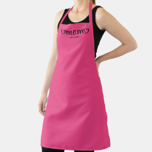 Tablier Script Coeurs Mignons Rose et Noir pour Maman