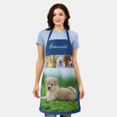 Tablier Script de collage blanc de 4 photos personnalisé (Porté)