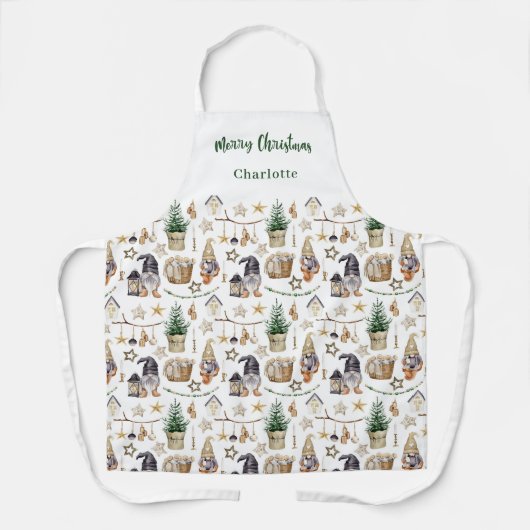 Tablier Script de nom de la ferme gnomes de Noël (Recto)