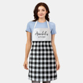 Tablier Script élégant En vichy noir et blanc (Porté)