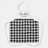 Tablier Script élégant En vichy noir et blanc (Recto)