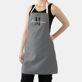 Tablier Script gris moderne Monogramme Cuisine personnalis (Insitu)