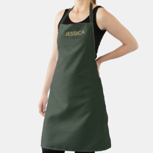 Tablier Script minimal en or vert foncé