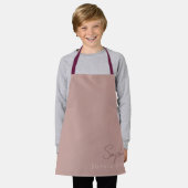 Tablier Script moderne Dusty rose manuscrit enfants (Porté)