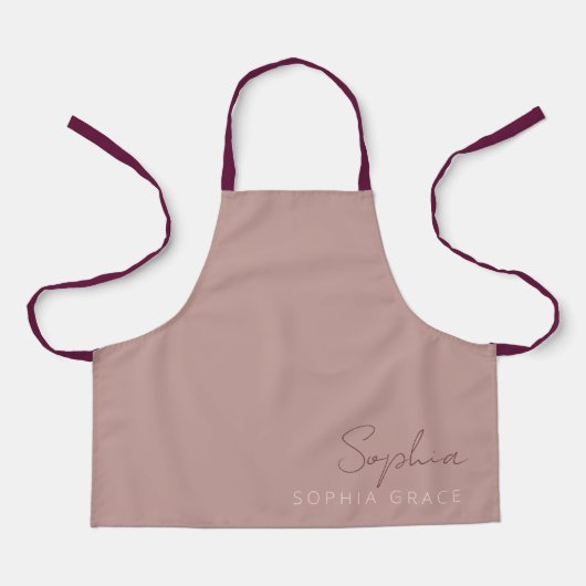Tablier Script moderne Dusty rose manuscrit enfants (Recto)