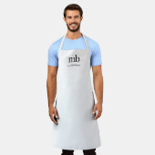 Tablier Script moderne noir blanc tendance Monogramme init (Porté)