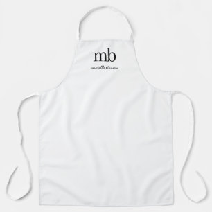 Tablier Script moderne noir blanc tendance Monogramme init