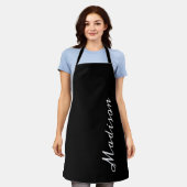 Tablier Script moderne noir et blanc Nom personnalisé (Porté)