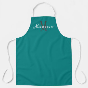 Tablier Script Monogramme Turquoise moderne personnalisé