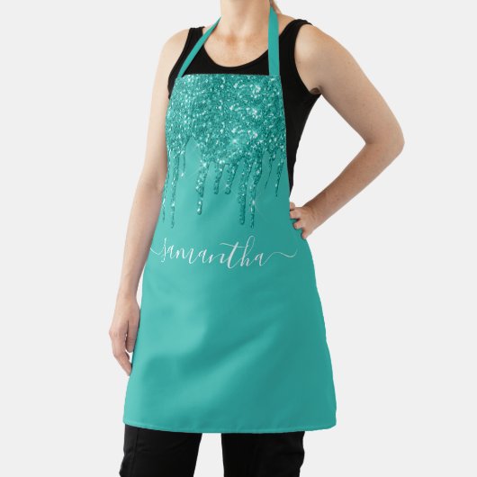 Tablier Script personnalisé manuscrit Robin's Egg Blue Par (Insitu)