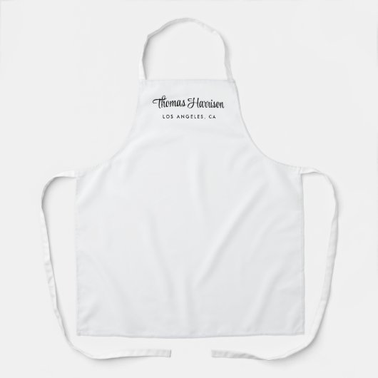 Tablier Script Signature élégant Monogramme blanc (Recto)
