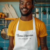 Tablier Script Signature élégant Monogramme blanc