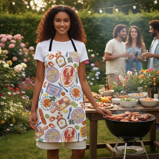 Tablier Seafood Feast All-Over Pattern