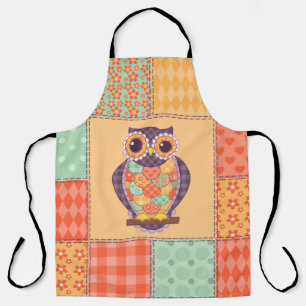 Tablier Seamless patchwork owl pattern. Vintage background