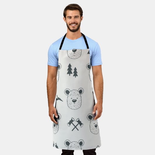 Tablier Seamless pattern with bear headspattern, bear, mou (Porté)