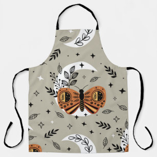 Tablier seamless pattern with bohemian butterfly on the mo