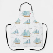 Tablier Seatime été Cute yachts avec voile (Recto)