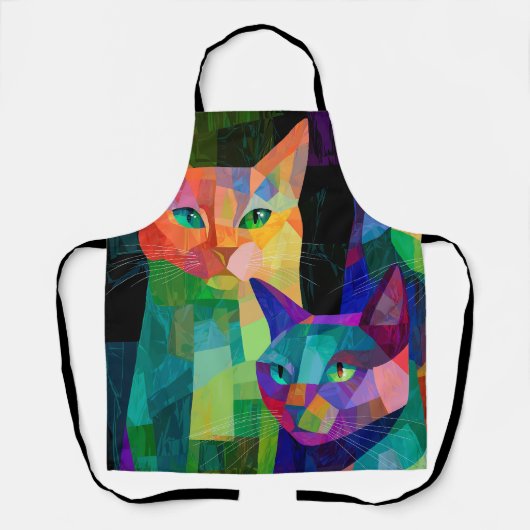 Tablier Sentinelles de chats cubistes (Recto)