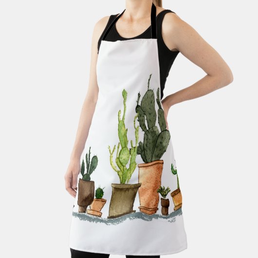 Tablier Sept cactus d'aquarelle vert dessinés à la main en (Insitu)