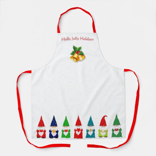 Tablier Sept Gnomes de Noël sur fond blanc (Recto)