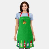 Tablier Sept nains de Noël sur fond vert (Porté)