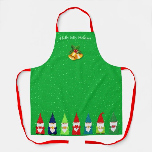Tablier Sept nains de Noël sur fond vert (Recto)