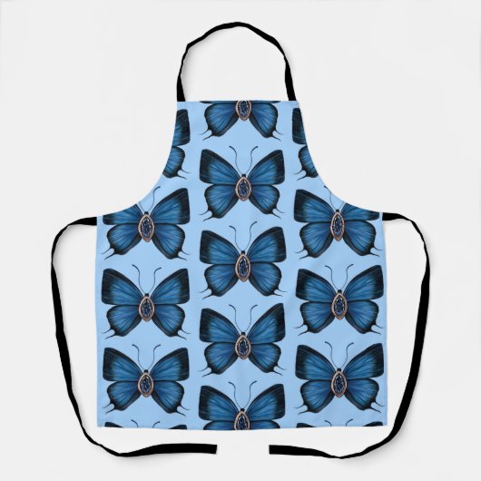 Tablier Septembre Motif papillon bleu saphir de naissance (Recto)