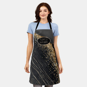 Tablier Sequins dorés élégants Marbre noir