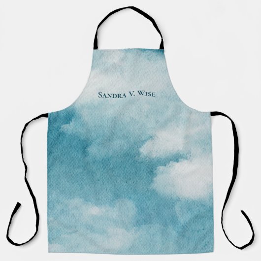 Tablier Serene Horizon Dreams Aquarelle Bleu et blanc (Recto)