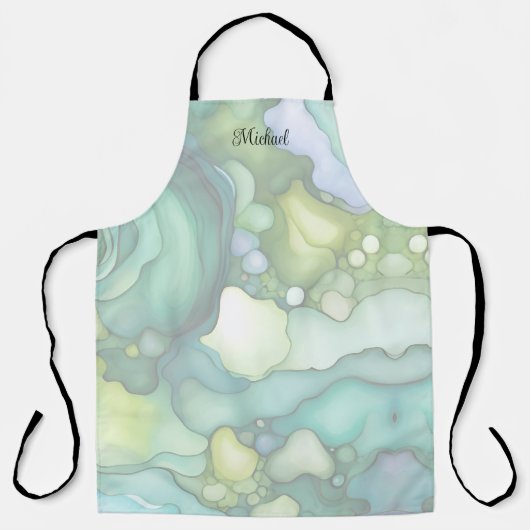 Tablier Sérénité dans les formes Abstraites vertes (Recto)