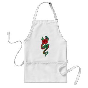 Tablier Serpent enveloppé autour d'un tatouage rose rouge