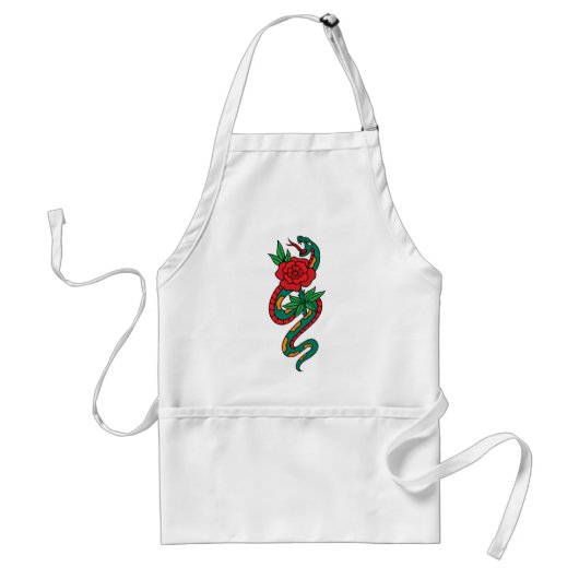 Tablier Serpent enveloppé autour d'un tatouage rose rouge (Devant)