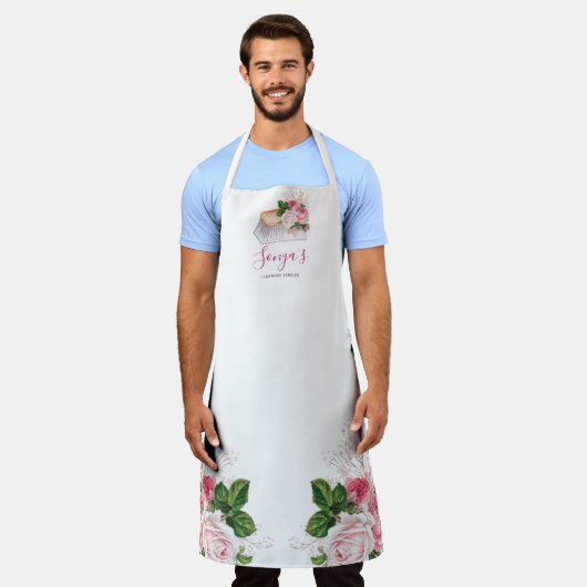 Tablier Service de nettoyage Brosse de nettoyage Floral Bu (Porté)