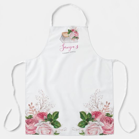 Tablier Service de nettoyage Brosse de nettoyage Floral Bu (Recto)